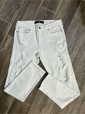 Hollister Epic Flex White Distressed Skinny Jeans 29x30 Read Description